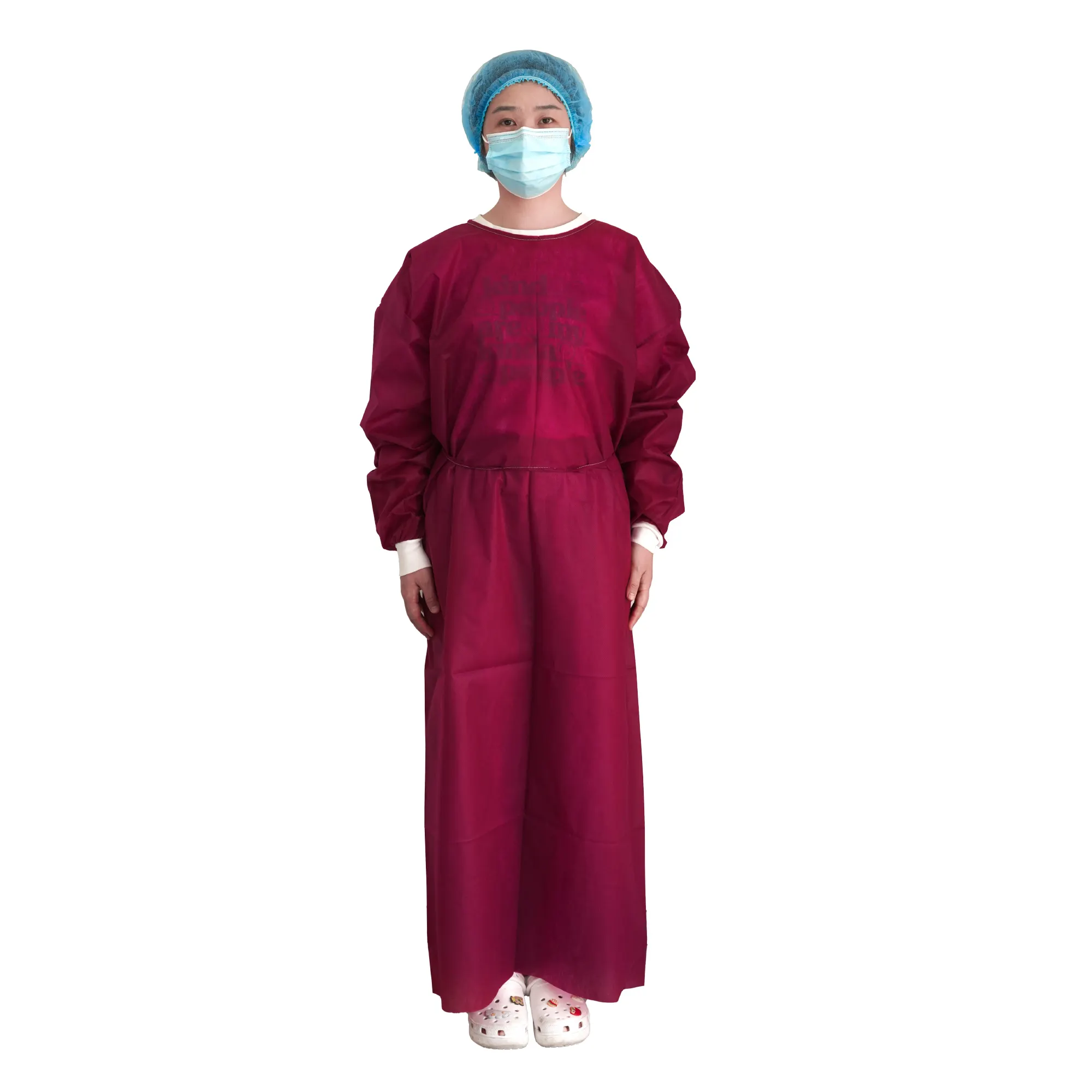 Robe chirurgicale robes d'isolation adulte CE deux pièces ensemble femmes vêtements espace costume 90% à manches longues PP avec tricoté Non tissé vert