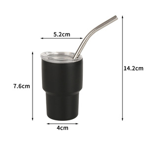 Mini gobelet à shot de 3 oz, gobelets à boire en acier inoxydable, gobelet de voiture avec paille et couvercle, tasse à café - Product Image 6