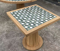 Ensemble de salle à manger moderne et confortable en teck pour l'extérieur, 4/6 places, table et chaises de patio/jardin avec sièges en corde tressée pour cour et appartement