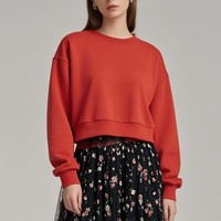 Sweat-shirt court pour femme, coupe ample, 500 g/m², 100 % coton, non doublé, avec logo brodé personnalisé, pour la mode streetwear