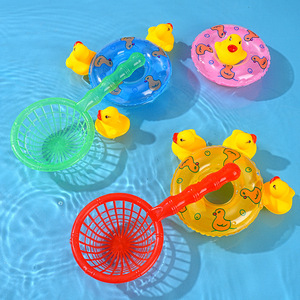 Ensemble de mini canards en caoutchouc pour le bain avec filet pour bébés de 0 à 24 mois, jouet aquatique en PVC, unisexe, taille unique - Product Image 2