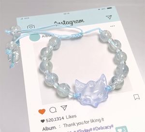 Pulsera de cuentas de cristal craquelado Sweet Fantasy Popcorn, máscara de zorro de cristal, joyería de cuentas para mujer, pulseras de cristal, brazaletes para niñas - Product Image 4