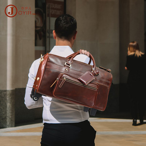 Maleta de cuero Joyir con 4 ruedas, bolsa de viaje de negocios de gran capacidad, estilo retro de color sólido para hombre - Product Image 2