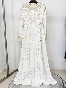 Vestido Largo de Fiesta Migugarment A10704, Estilo Occidental, Blanco y Negro, para Mujer, con Mangas Largas, Adornado con Cuentas y Bordado, para Baile de Graduación - Product Image 6