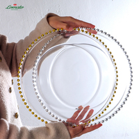 LOMATO OEM ODM Assiettes en porcelaine dorée transparentes écologiques et durables pour mariage, assiettes de présentation argentées perlées, vaisselle moderne en gros