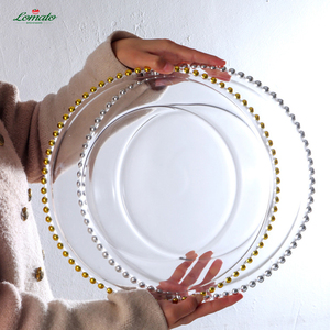 Oem ODM rõ ràng đám cưới vàng tấm kính bán buôn Bạc đính cườm sạc tấm đồ ăn Set cho trang trí đám cưới - Product Image 4