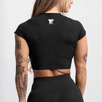 T-shirt court respirant à manches courtes en 95% coton 5% élasthanne, coupe ajustée, pour la gym, avec motif sérigraphié, vente en gros