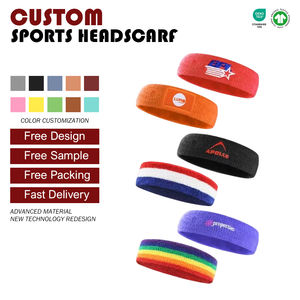 Özel <span class=keywords><strong>Logo</strong></span> nefes pamuk tenis spor bilekliği renkli kuru kavrama kafa ter bandı - Product Image 3
