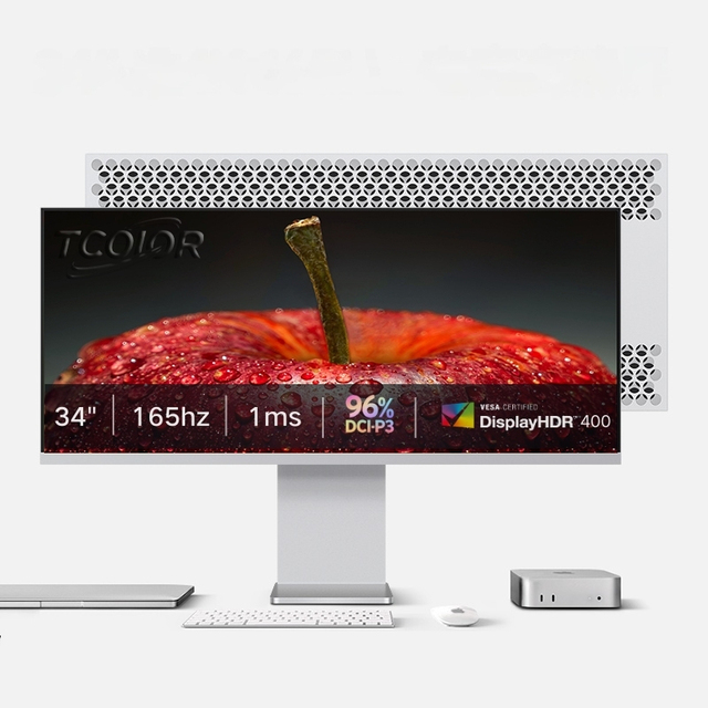 TCOLOR Aluminum 34 Inch 1ms 165Hz High Refresh gaming monitors with Speaker 3440x1440 Ultrawide Flat Gaming Monitor Split Screen