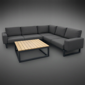 Conjunto de Sofá Seccional Moderno en Forma de L con Cojines de Tela y Patas de Metal para Sala de Estar o Exterior - Product Image 2