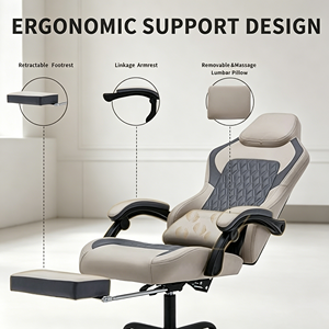 Chaise de bureau gaming en tissu respirant de qualité supérieure, inclinable multi-positions avec accoudoirs réglables pour les gamers et le télétravail - Product Image 5