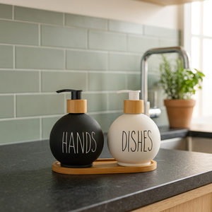 ERKUGO Distributeur de Savon Liquide Sans Contact 500ml (Laiton et Verre) avec Support en Bambou – Moderne, Écologique, Multifonctionnel pour Toilettes - Product Image 2