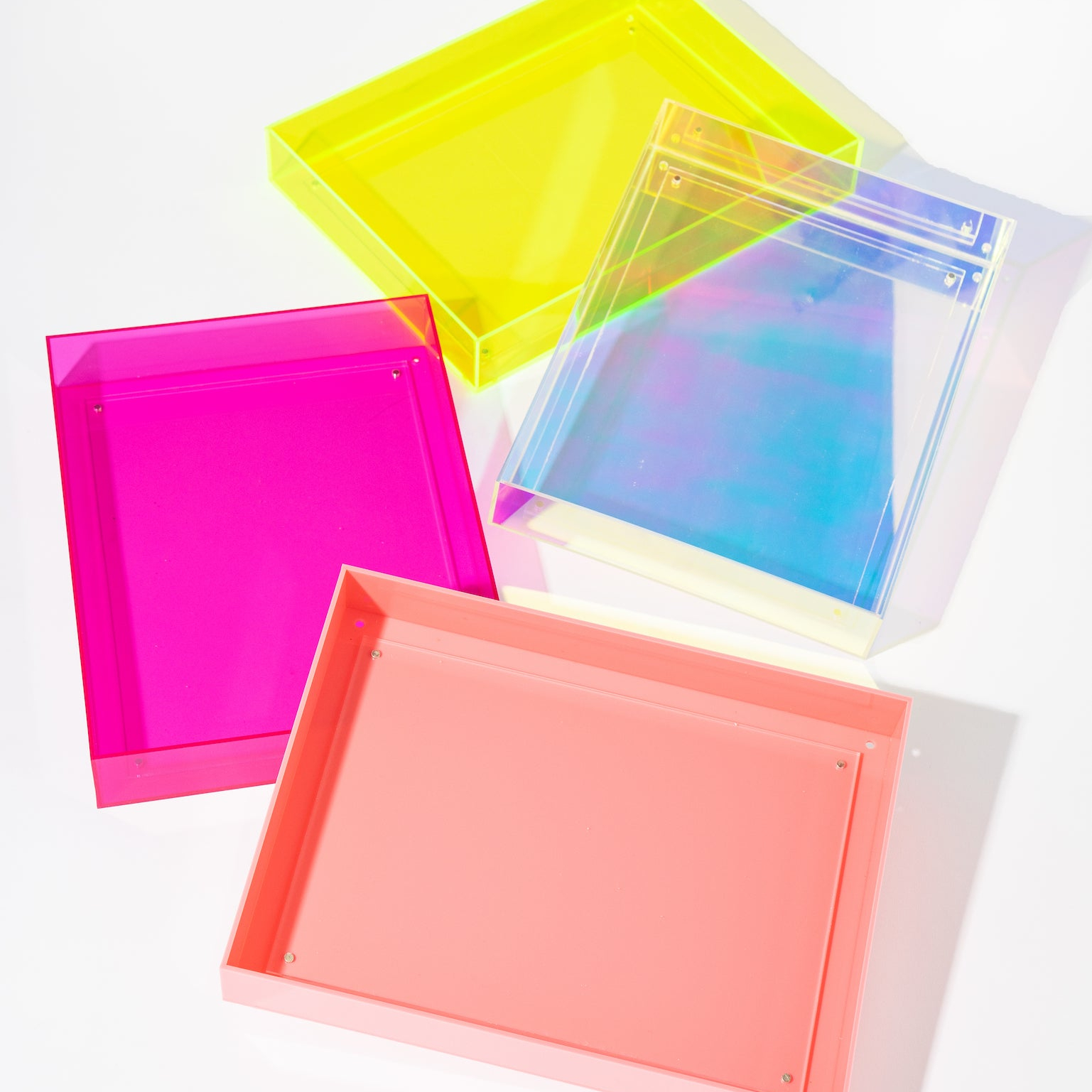 Neon Rainbow acrilico Shadow Box cornice a parete colore Side Shadowbox Picture Display cornice protetta dai raggi UV