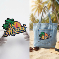 Patchs thermocollants personnalisés EYD Palmier de Miami, broderie 3D colorée pour sacs en jean, vêtements, chapeaux, souvenirs de plage, livraison rapide