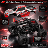 Voiture RC 4x4 haute vitesse 1/18 2,4 GHz, Monster Truck tout-terrain entièrement proportionnel, Buggy télécommandé avec barre anti-roulis et chargeur YH18001