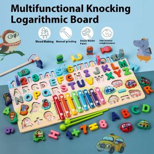 Jouets Éducatifs Montessori en Bois pour Enfants d'Âge Préscolaire Camion de Pompier Tableau d'Activités Jeux de Mathématiques et de Pêche Jouets d'Éveil pour Enfants Cadeaux de Noël - Product Image 3