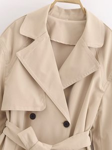 <span class=keywords><strong>Trench</strong></span> Elegante e alla Moda Autunno Inverno a Doppio Petto con Cintura Vintage a Maniche Lunghe con Tasche Capospalla Femminile Chic - Product Image 4