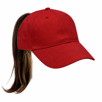 Casquette de baseball vintage sportive en sergé de coton à 6 panneaux, avec logo personnalisé, bande élastique, ouverture arrière pour chignon ou cheveux bouclés, style « Dad Hat »