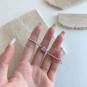 Dylam Cuba Drop Heart Shape Iced Out Tennis Cubic Zirconia 925 <b>Silver</b> Chain Crystal <b>Bracelets</b> <b>Bangles</b> Charm for <b>Bracelet</b> Women - Product Image 3