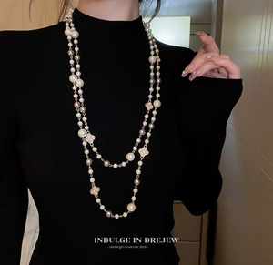 Высококачественные многослойные бусы женские очаровательные дизайнерские жемчужные бусины длинное подвесное Женское Ожерелье - Product Image 4