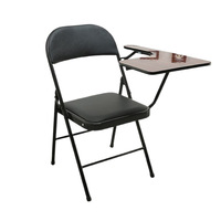 Chaise d'entraînement moderne et confortable, tablette, meubles commerciaux, chaise de conférence d'intérieur en métal pliable et empilable avec base en chrome