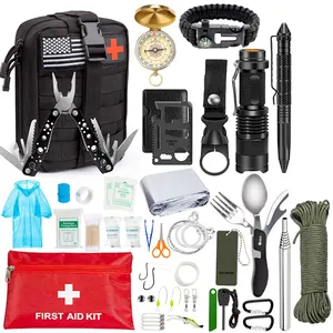 Khẩn cấp Survival kit và Viện trợ đầu tiên kit chuyên nghiệp Survival Gear SOS công cụ khẩn cấp với Molle Pouch