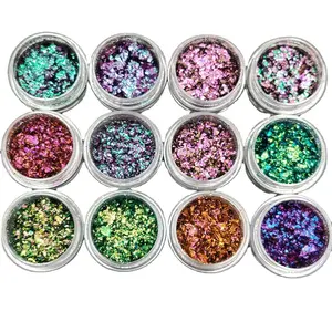 Chameleon Nail Powder Cosmetic Grade Eyeshadow Multicolor Chameleon Flake Magic Chrome Pigment For Nail Art Optically Color Shift Loose Pigment