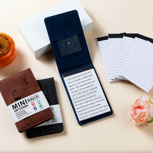 Carnet de notes personnalisé de format poche 8,7x13,7 cm avec couverture en cuir, bloc-notes avec papier inséré, carnet portable en PU avec porte-stylo sur la couverture - Product Image 1