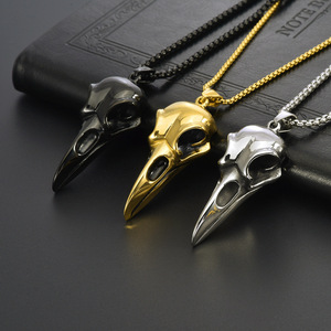 Collar con Colgante de Calavera de Cuervo Punk de la <span class=keywords><strong>Serie</strong></span> Oscura Gótica de Moda, Acero Inoxidable 316, Conservación del Color, No Pierde el Color - Product Image 1