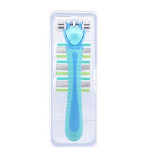 Manual <b>Razor</b> Six Blade Stainless Steel For Men Face Shaving Beard Trimmer Blue Handle - Product Image 5