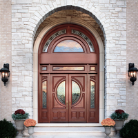 Porte d'entrée principale en verre personnalisé double porte en bois design entrée extérieure portes en bois massif de teck en verre