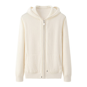 Sweat à capuche en tissu <span class=keywords><strong>cachemire</strong></span> de luxe 100% sweats à capuche zippés en <span class=keywords><strong>cachemire</strong></span> blanc pour femmes - Product Image 1