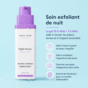 Suero Reparador Nocturno de Marca Privada, Reduce la Congestión, Hidratación Profunda, Repara el Daño de la Piel, Para Todo Tipo de Piel, Exosomas, AHA - Product Image 4