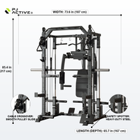 PINJIAN Machine Smith Robuste, Cage de Musculation Multifonctionnelle, Station de Gym Tout-en-un pour Entraînement de Force Complet du Corps