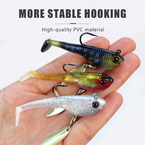 TGD <span class=keywords><strong>Meilleur</strong></span> lot de 6 leurres souples en PVC avec jig en plomb, leurres artificiels de 65 mm 12 g avec cuillère métallique coulante pour la pêche au bar, à la truite et au brochet - Product Image 3