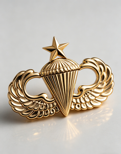 Badge en métal personnalisé en relief 3D, étoile de parachutiste, placage or nickel, insigne d'ailes aéroportées - Product Image 4