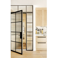 Villas Intérieur Cloison Portes Pivotantes en Verre Design, Portes d'Entrée Pivotantes en Verre Trempé Double Couche avec Fenêtres Latérales Fixes
