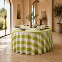 Nappe ronde de 30 pouces à rayures Cabana, housse de table haute pour cocktail, vert et blanc, pour décoration de mariage, fête ou événement