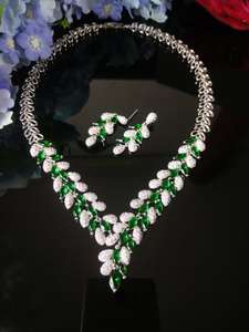 Hibride AAA ชุดเครื่องประดับต่างหูสร้อยคอเพชรสังเคราะห์สีใสชุดเครื่องประดับสำหรับเจ้าสาว N-1060 - Product Image 3