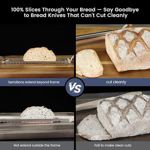 <span class=keywords><strong>Cuchillos</strong></span> para pan caseros con hoja afilada de acero inoxidable, para cortar pan uniformemente, rebanador de baguettes, cuchillo para pan de masa madre con mango de madera - Product Image 6