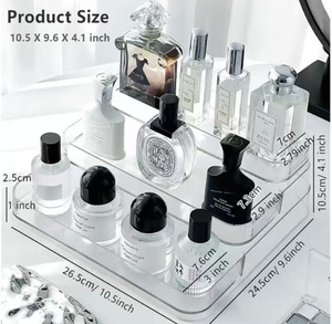 Support de présentation en acrylique transparent à trois niveaux pour parfums, cosmétiques et figurines d'<span class=keywords><strong>action</strong></span>, organisateur de bureau pour la coiffeuse de chambre - Product Image 4