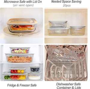 4-Pack Microwavable Glass Food Storage Containers with Lids for Kitchen <b>Camping</b> Use Dishwasher Safe Eco-Friendly Printed Design - Product Image 4