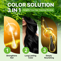 YECUCE Pewarna Rambut Permanen 3-In-1 Krim Sampo Warna Hitam untuk Pria Wanita, Perawatan Menutrisi Mendalam, Memperkuat Rambut, untuk Penggunaan di Rumah dan Perjalanan