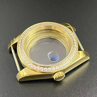 Boîtier de montre en acier inoxydable de 39 mm avec loupe, lunette sertie de diamants, fond transparent en saphir, chronographe, compatible avec les mouvements NH35/36