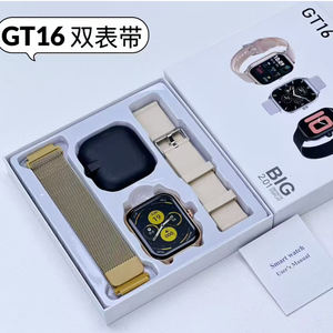 Gt16 <span class=keywords><strong>2</strong></span> Bandjes Gts4 Smart Watch Mannen Vrouwen <span class=keywords><strong>2</strong></span>.01Inch Waterdichte Fitness Tracker Bt Call Hartslag Dubbele Bandjes Voor Android Ios - Product Image 3