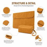Juego de 2 Fundas para Portátil de Cuero PU Personalizadas con Bolsa de Accesorios con Cremallera, Juego de Fundas para Transportar Portátiles