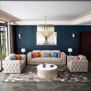 أريكة فاخرة حديثة بتصميم جديد من GEDO مزودة بأرجل من النحاس الأصفر أثاث من الجلد القطيفة - Product Image 4