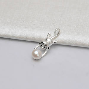 Accesorio de Plata de Ley S925 para DIY, 7-8 Piezas, Base Vacía para Perla con Signo Zodiacal Mono para Mujer, Tamaño 579, Perla de 3mm - Product Image 2