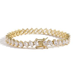 Pulsera de tenis, collar Dai Feng Tanjing de moda Lijing, joyería de mano para pareja con circonita incrustada en cobre de 4 garras, apilable - Product Image 5