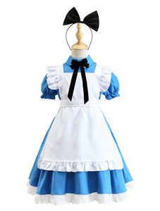 Disfraz de Princesa Lolita Azul para Niñas, Disfraz de Sirvienta para Mujeres Adultas y Niñas, Disfraces de Princesa para Halloween, TV y Cine con Diadema, Calcetines y Delantal - Product Image 3